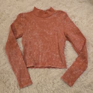 Aeropostale Coral Long Sleeve Ribbed Tee